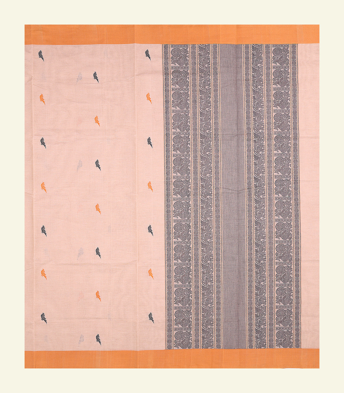 Peach Handloom Cotton Saree