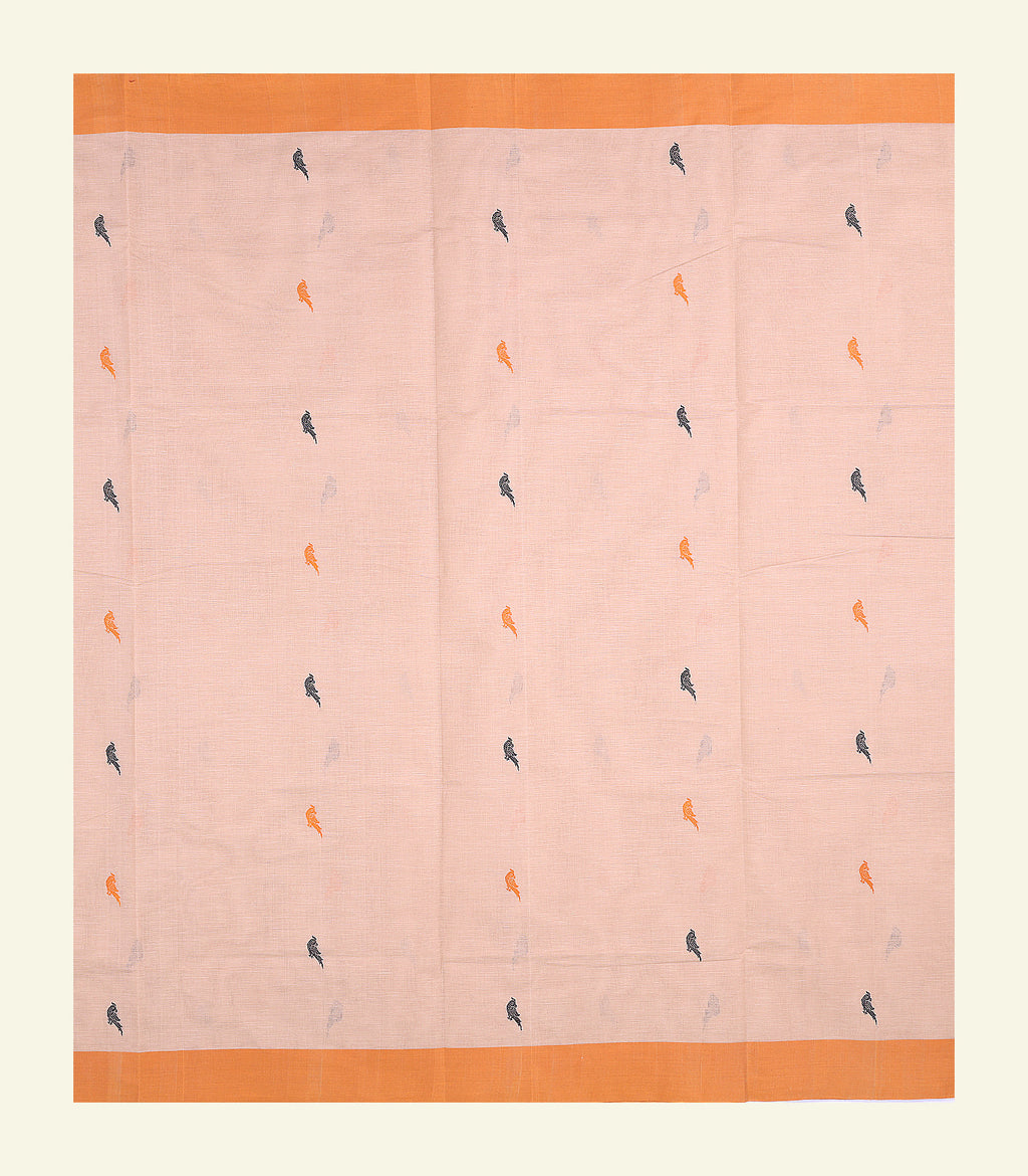 Peach Handloom Cotton Saree