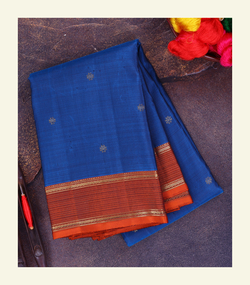 Blue Handloom Silk Saree