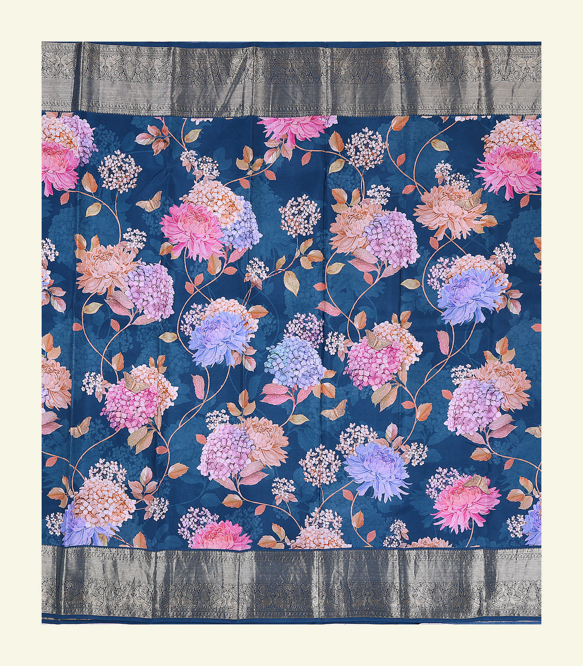 Floral Printed Handloom Silk Saree