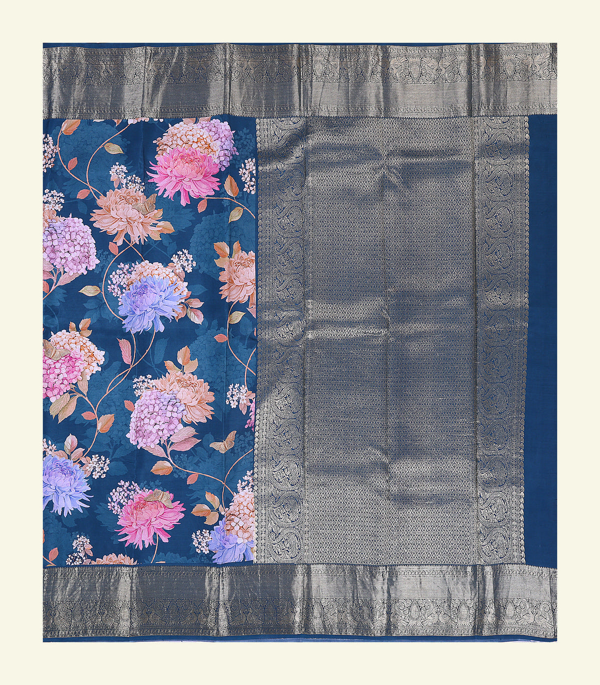 Floral Printed Handloom Silk Saree