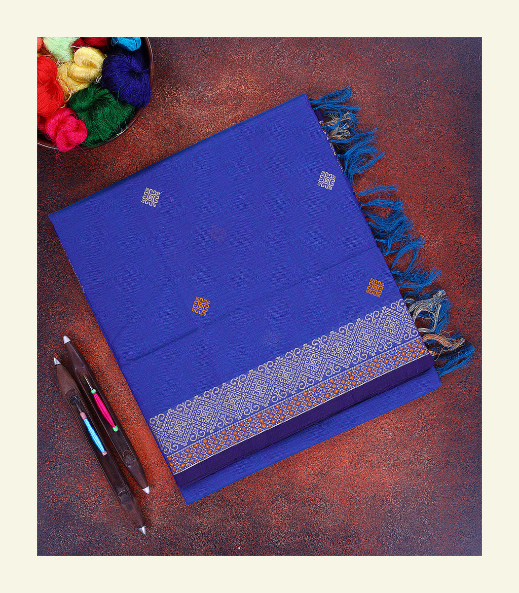 Royal Blue Handloom Cotton Saree