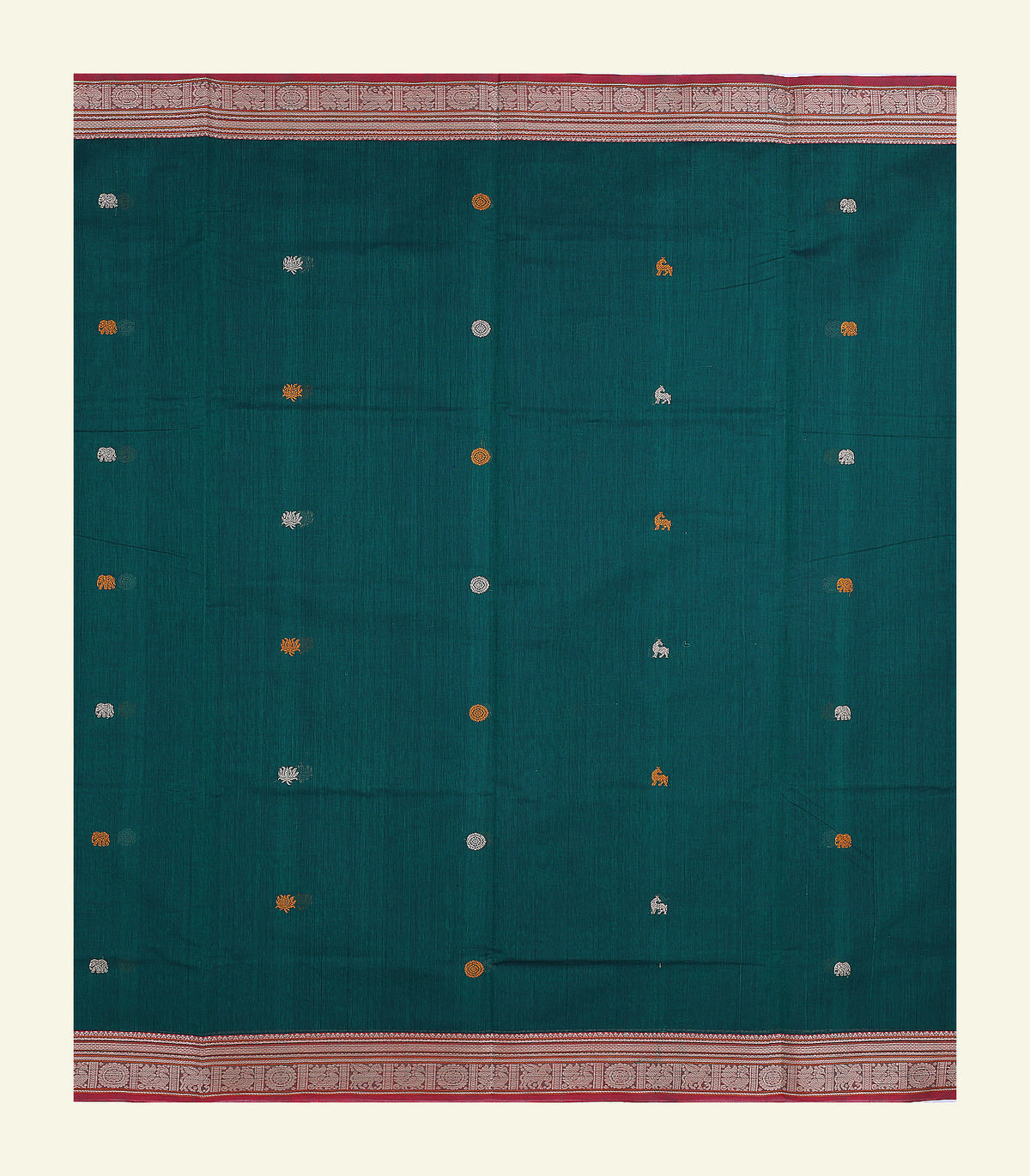 Bottle Green Handloom Cotton Saree