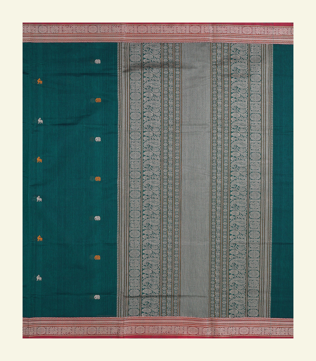 Bottle Green Handloom Cotton Saree