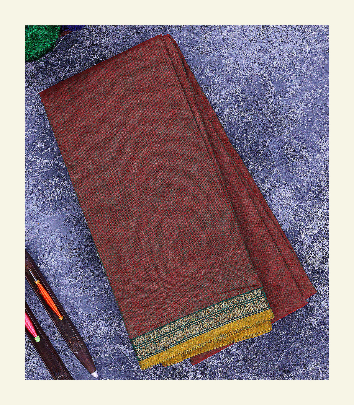 Brown Plain Cotton Saree