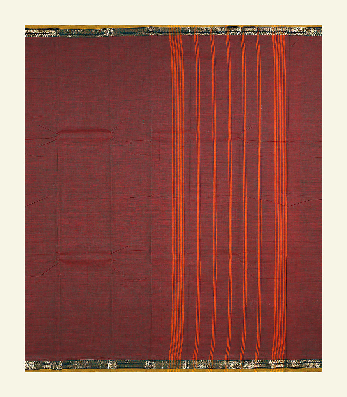 Brown Plain Cotton Saree