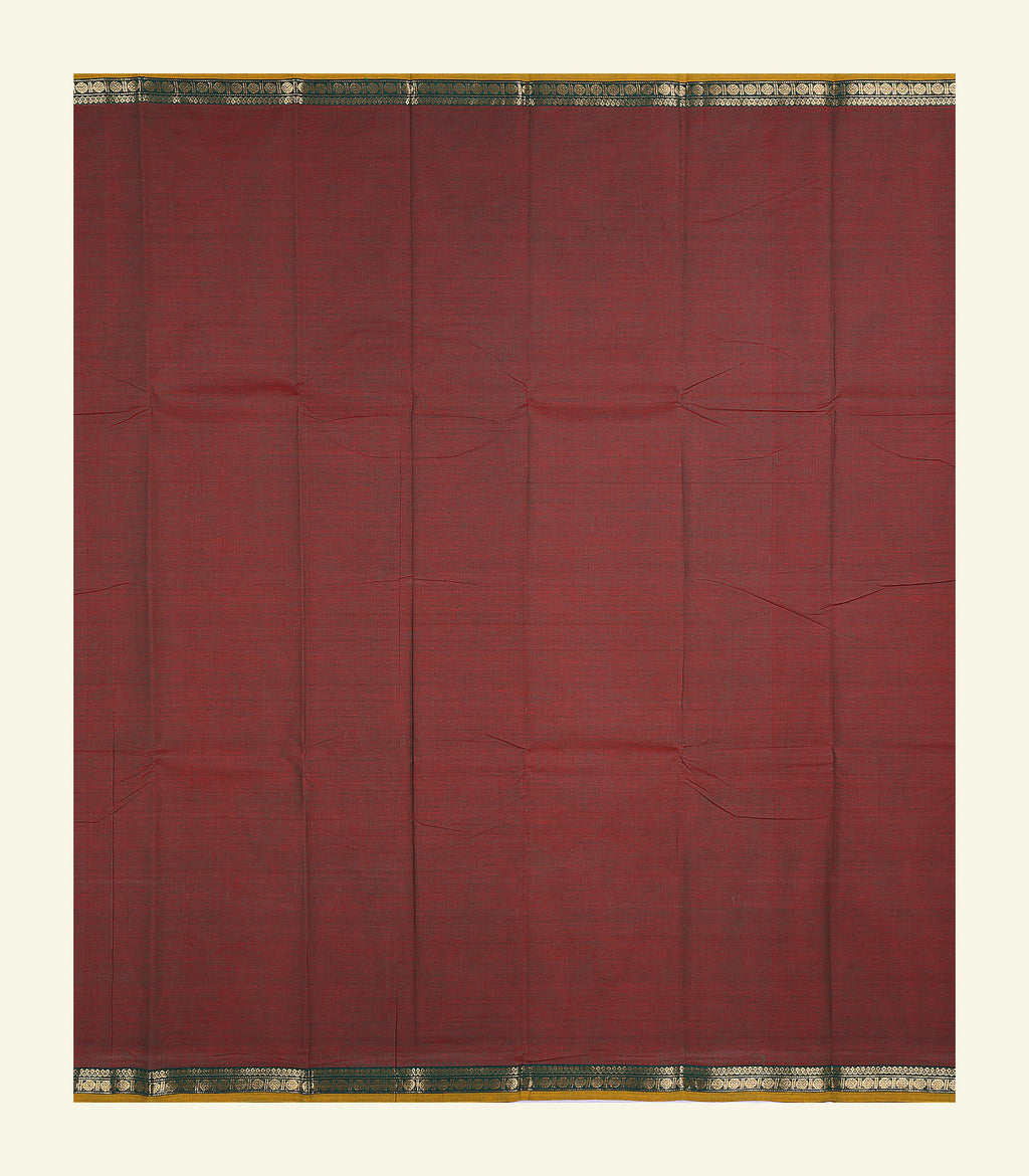 Brown Plain Cotton Saree