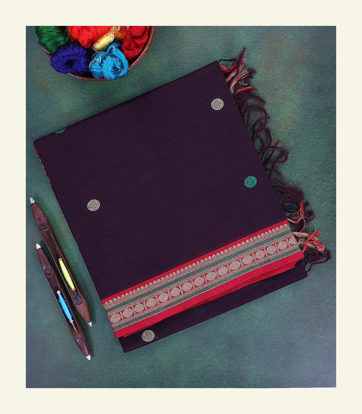 Dark Purple Handloom Cotton Saree