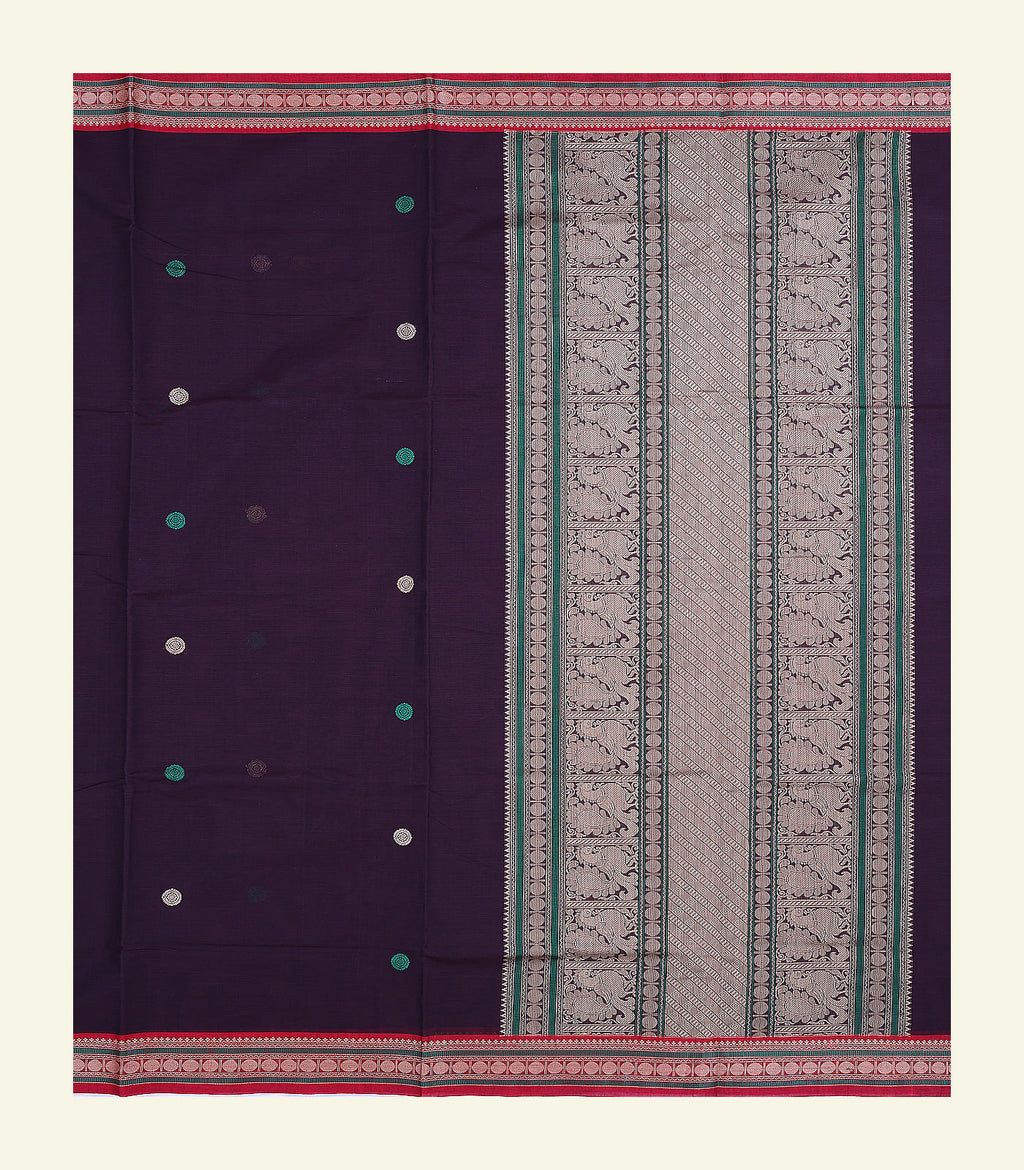 Dark Purple Handloom Cotton Saree