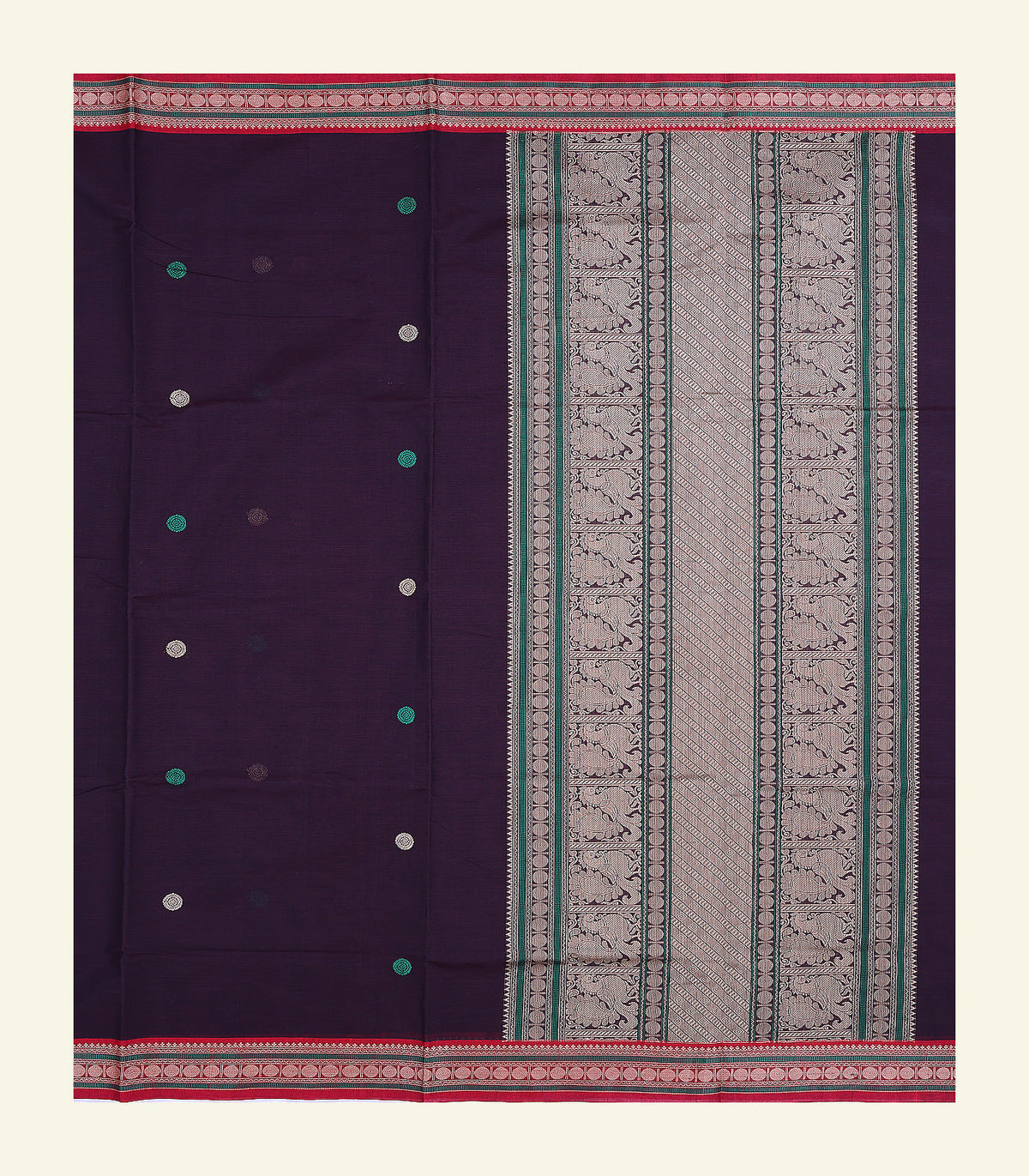 Dark Purple Handloom Cotton Saree