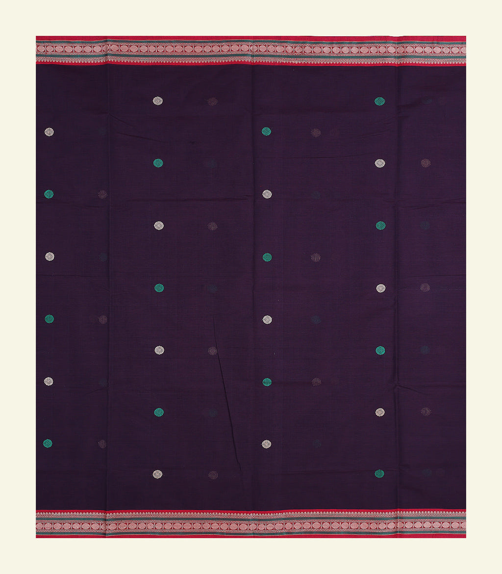 Dark Purple Handloom Cotton Saree