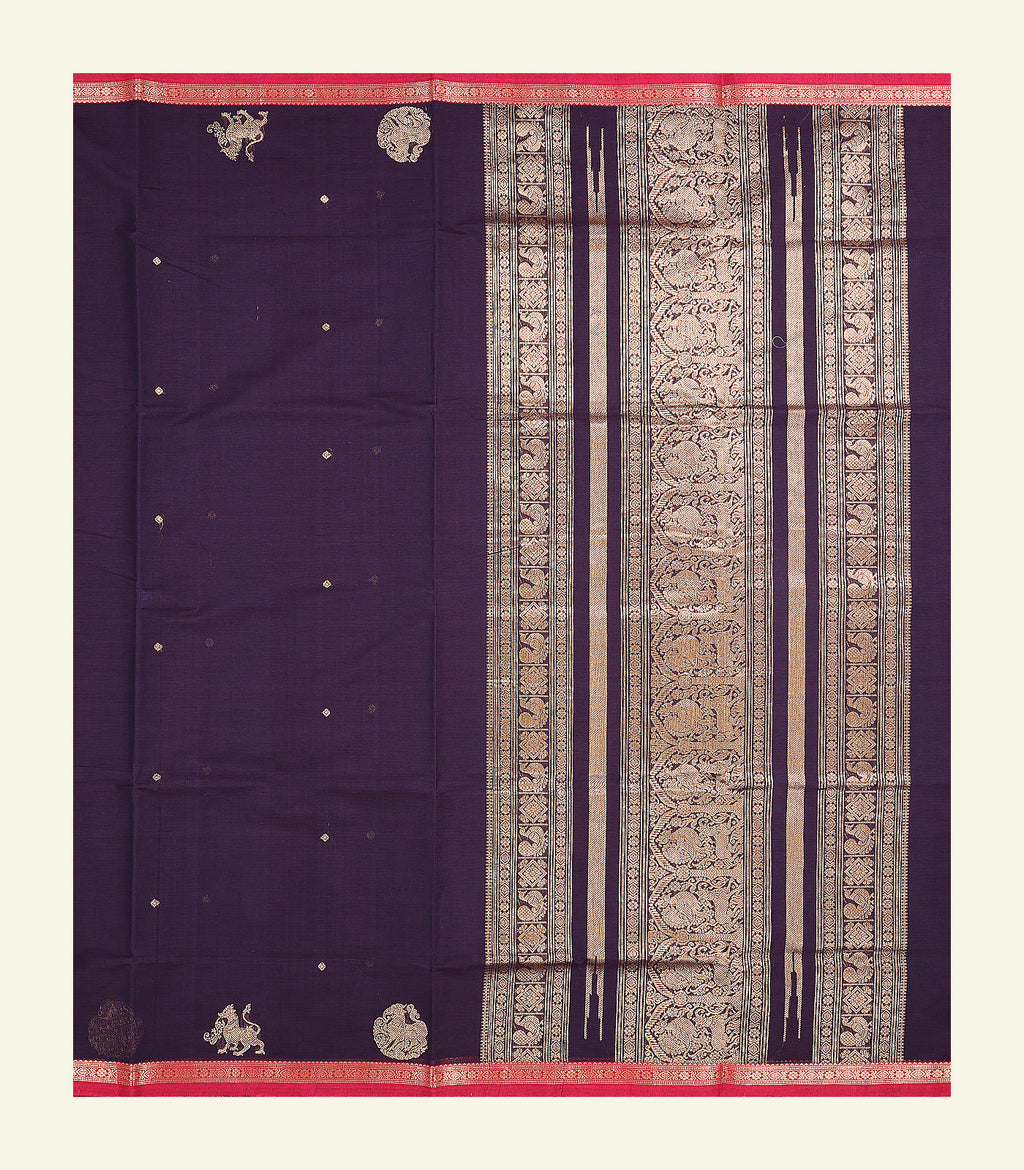 Purple Handloom Cotton Saree