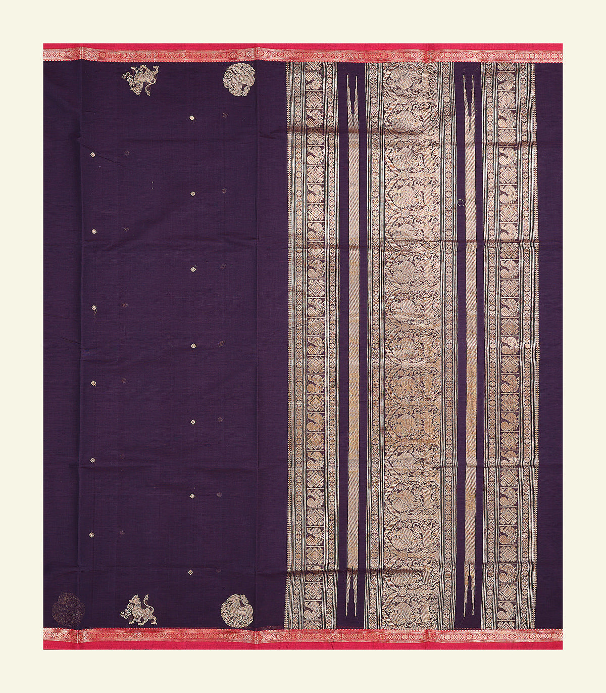 Purple Handloom Cotton Saree