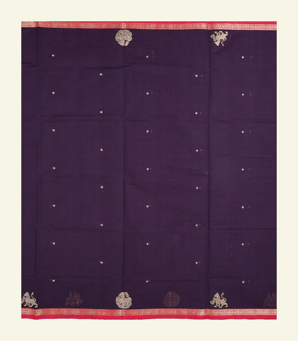 Purple Handloom Cotton Saree