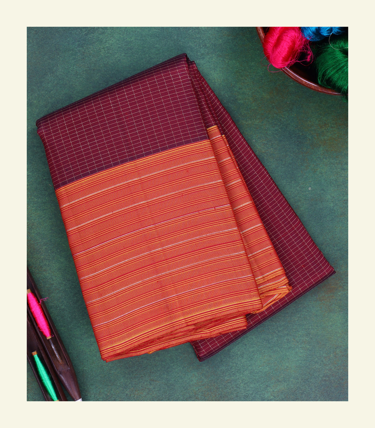 Checkered Zari Handloom Silk Saree