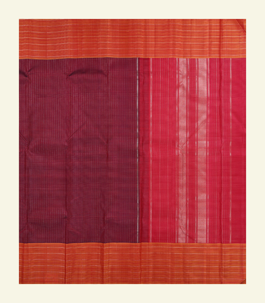 Checkered Zari Handloom Silk Saree