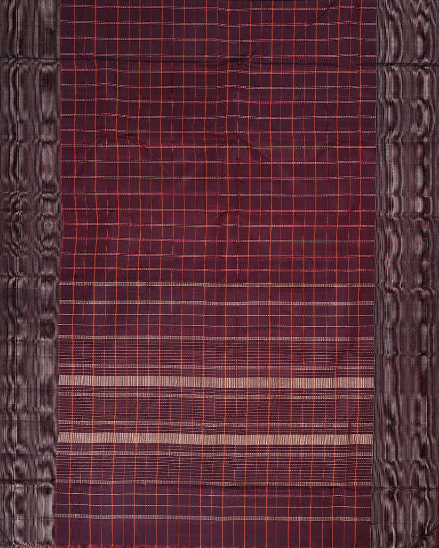 Brown kanchipuram silk saree with pallu view 