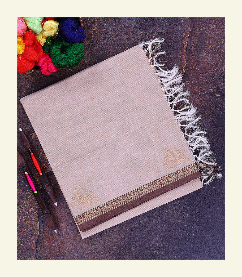 Blush Pink Handloom Cotton Saree