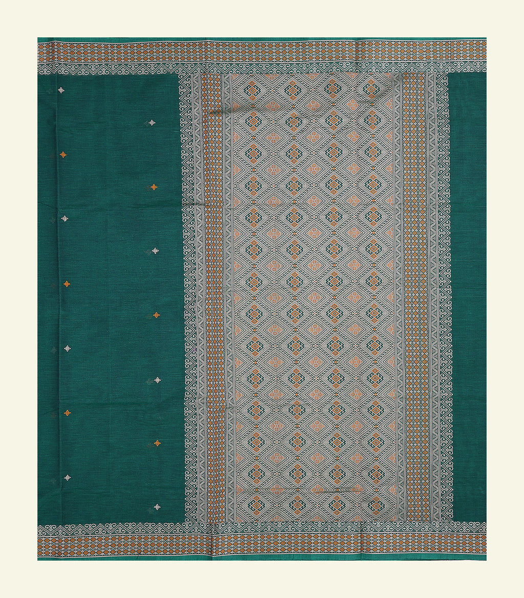 Dark Green Handloom Cotton Saree