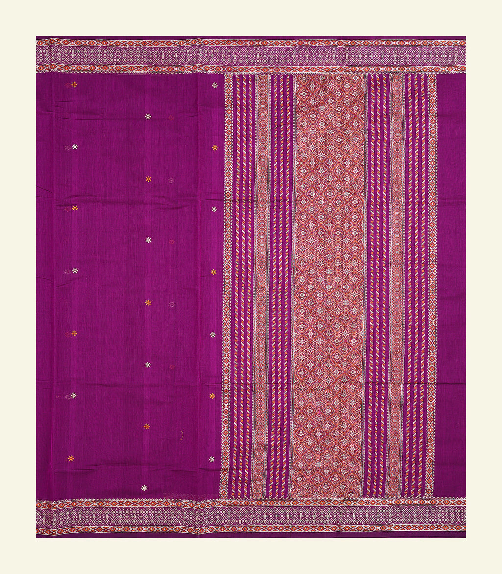Magenta Handloom Cotton Saree