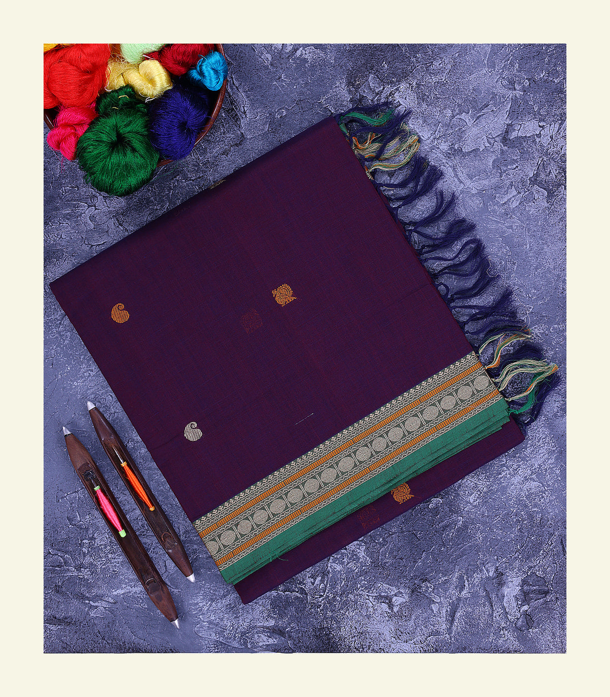 Deep Purple Handloom Cotton Saree