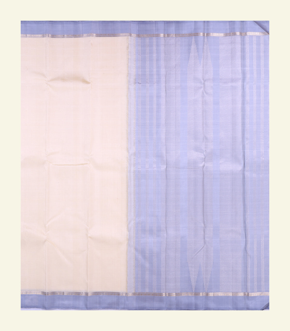 White Checkered Handloom Silk Saree
