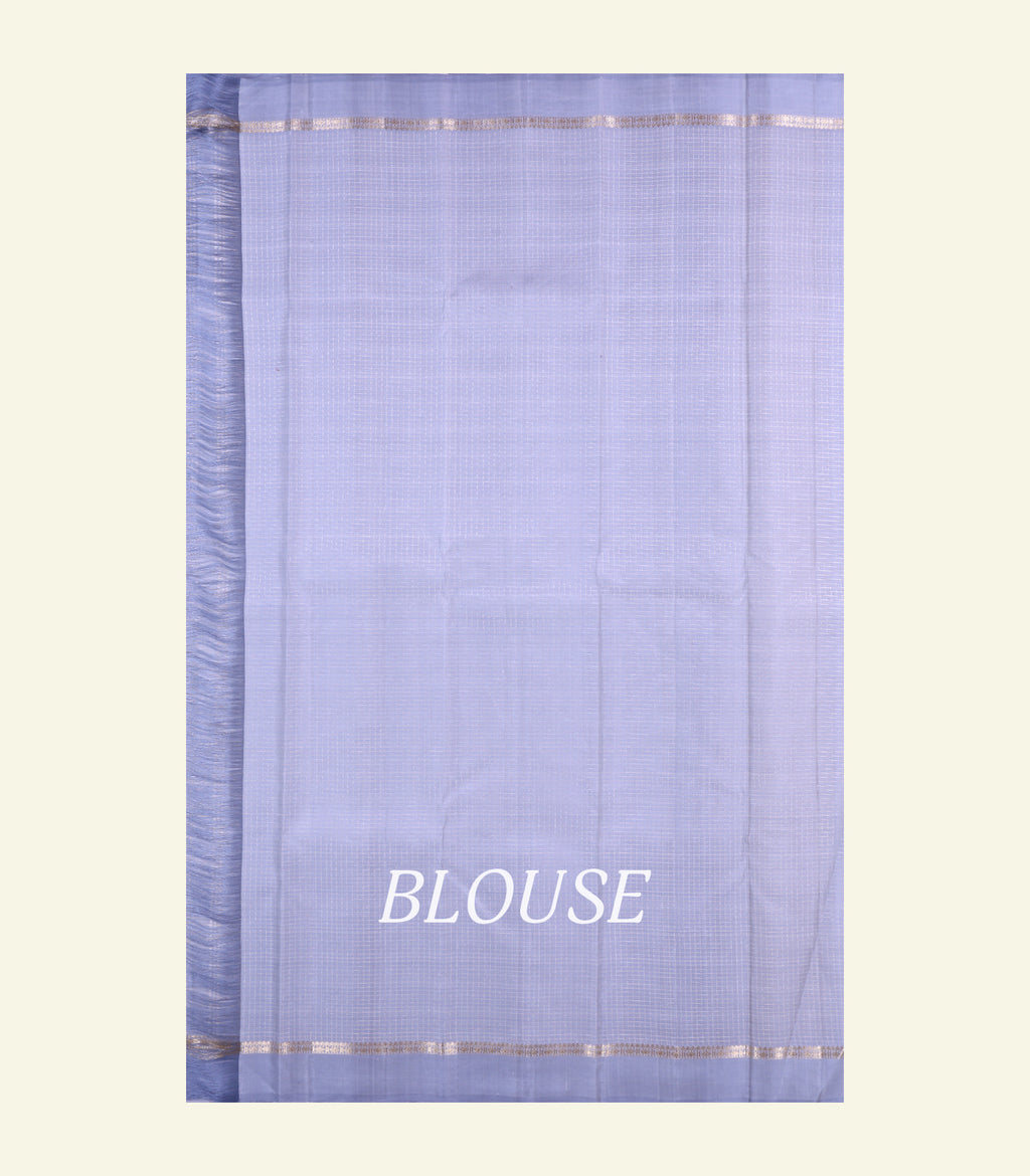 White Checkered Handloom Silk Saree