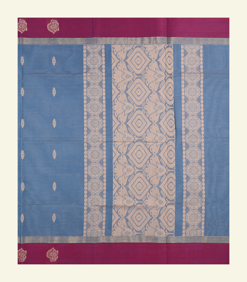 Blue Cotton Saree