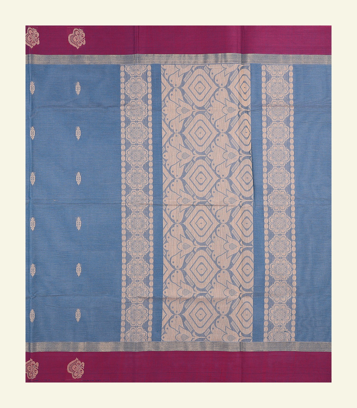 Blue Cotton Saree