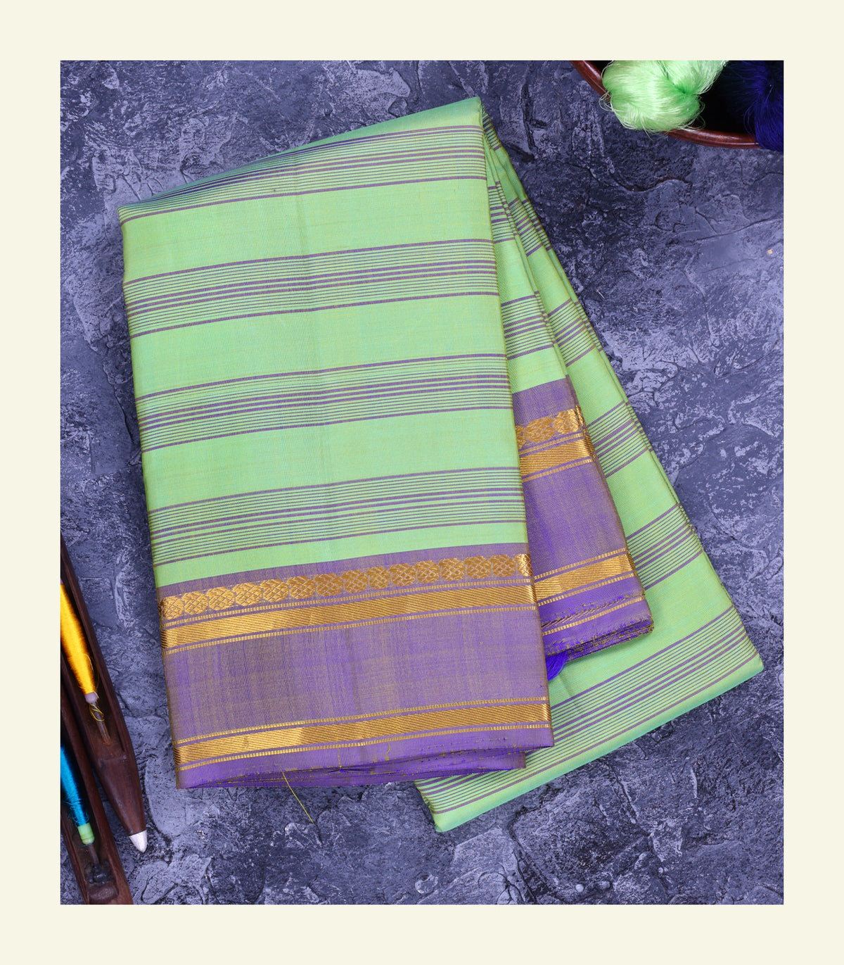 Green Striped Silk Saree