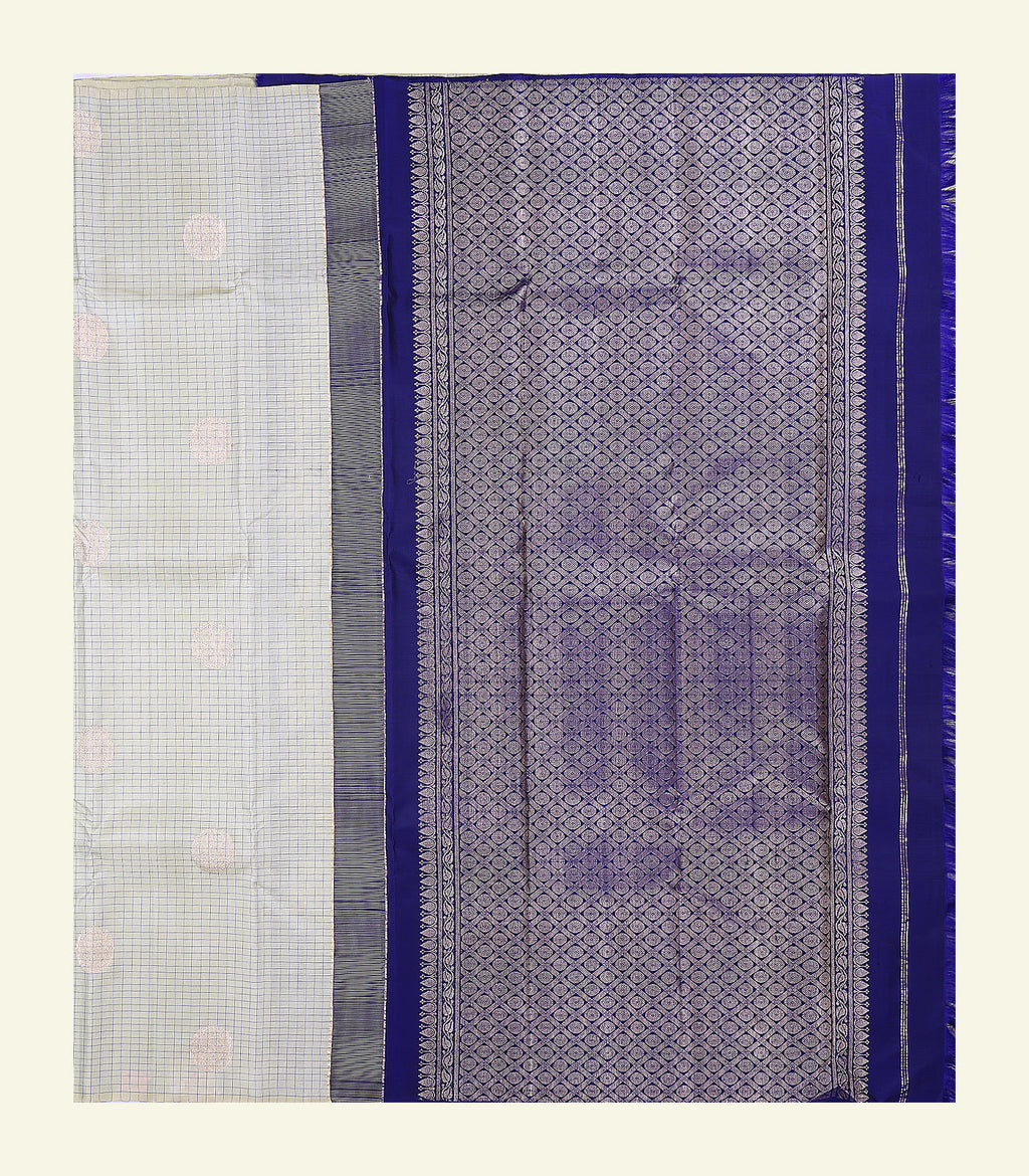 Light Green Checkered Handloom Silk Saree