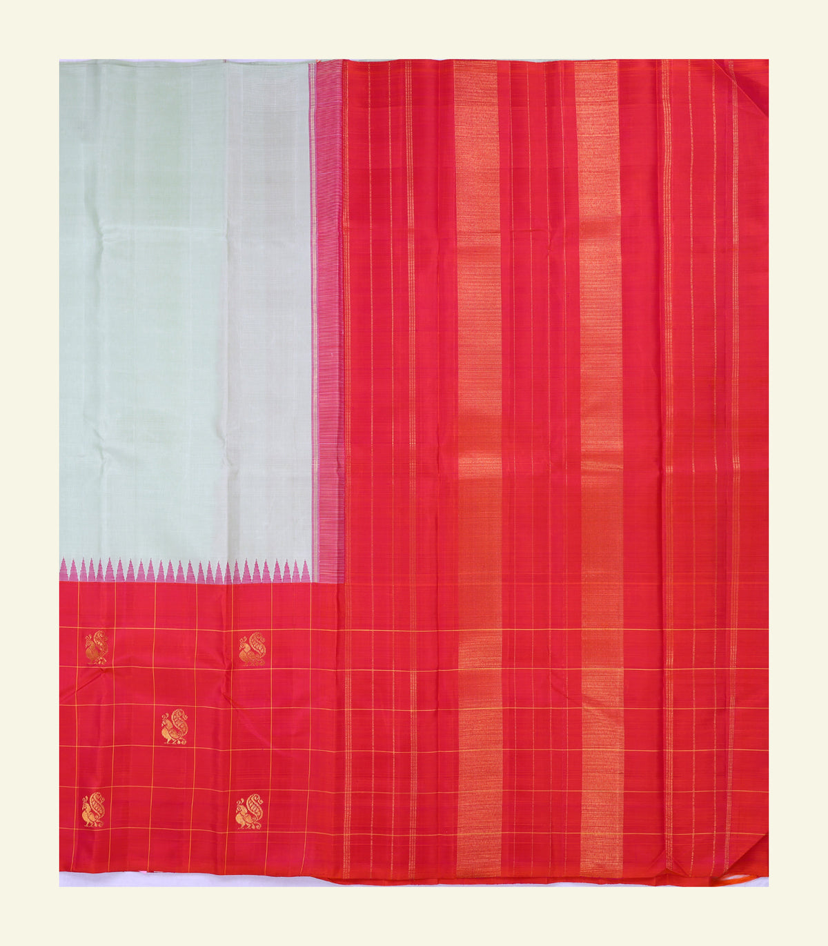Light Green Half and Half Green Handloom Silk Saree