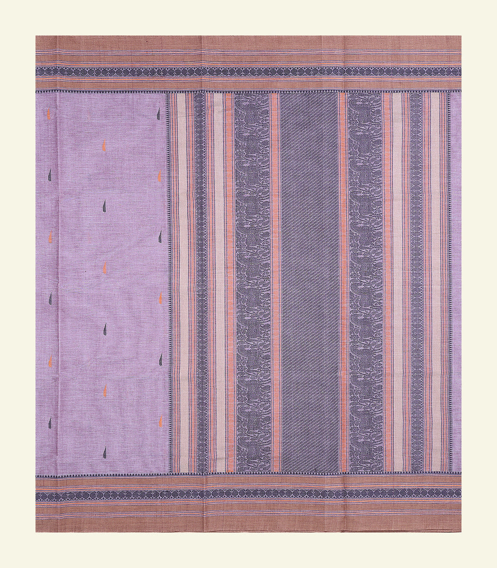 Lavender Handloom Cotton Saree