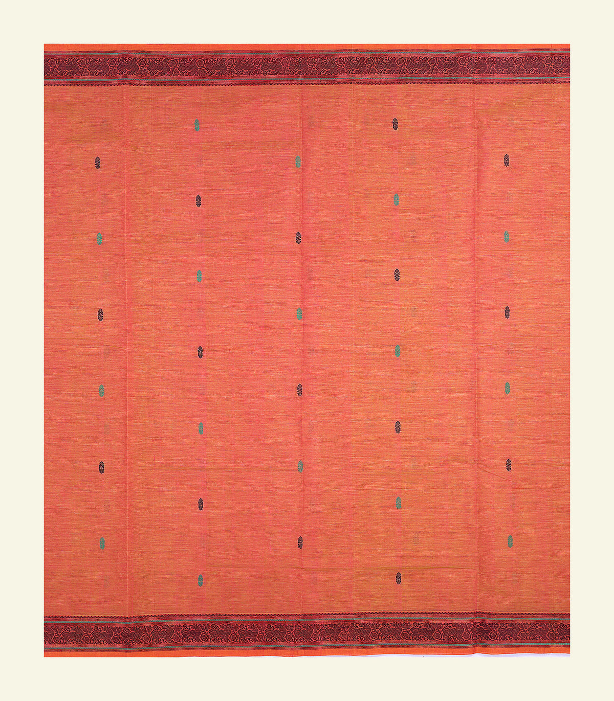 Orange Handloom Cotton Saree