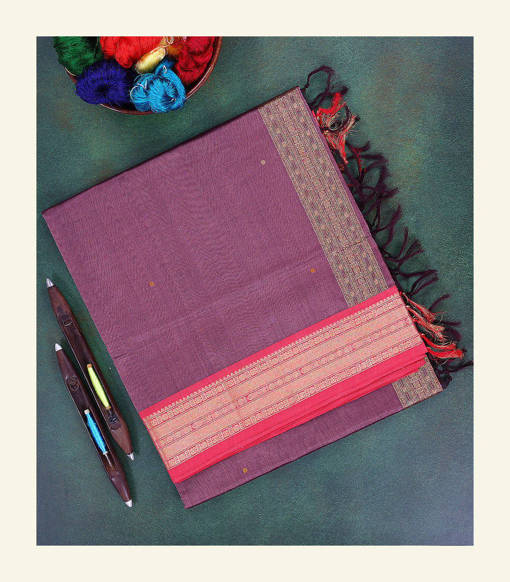 Purple Silk Cotton Saree