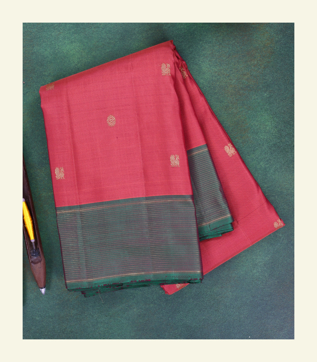 Rose Pink Handloom Silk Saree
