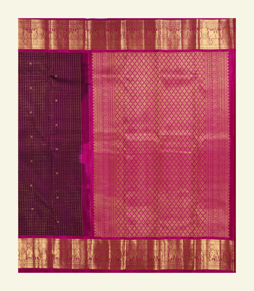 Oosi Checkered Handloom Silk Saree