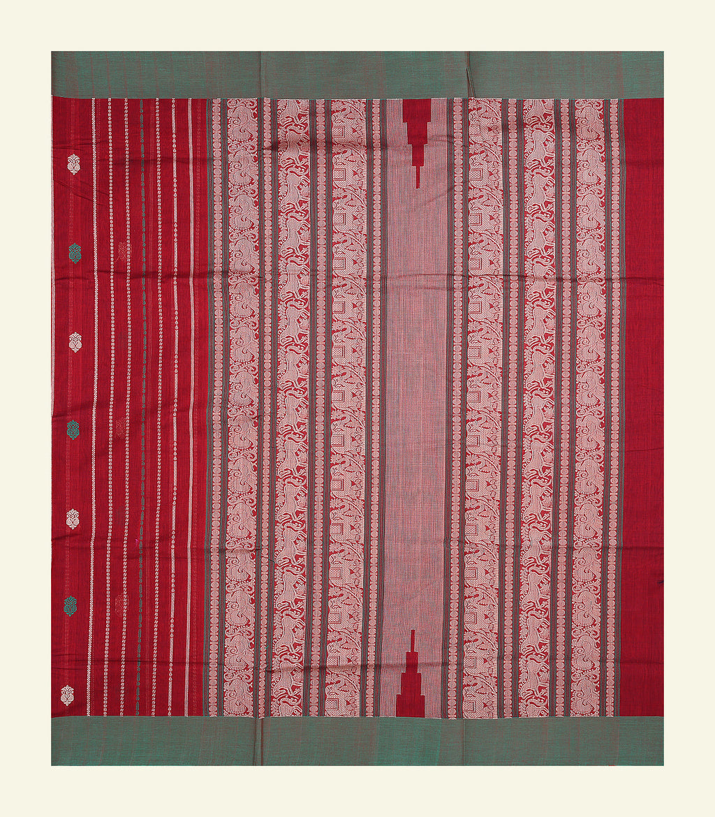 Maroon Handloom Cotton Saree
