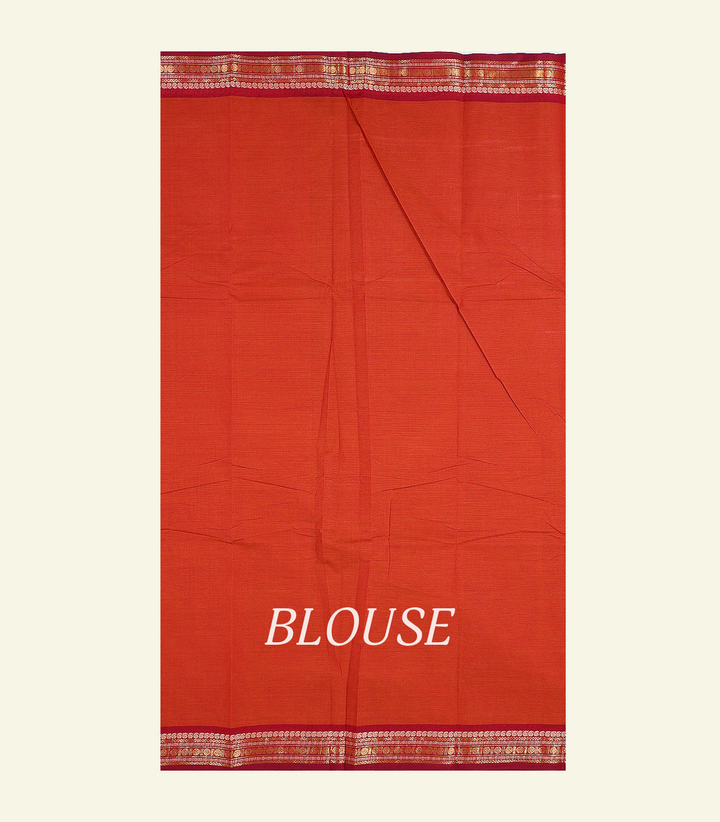 Red Plain Cotton Saree
