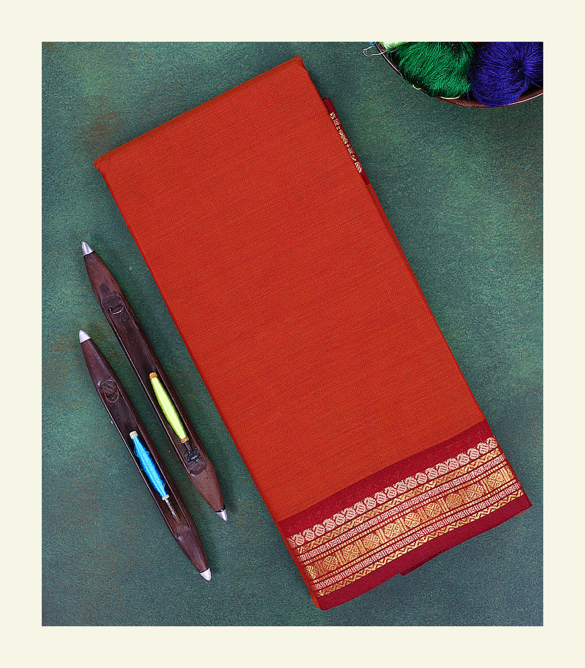 Red Plain Cotton Saree