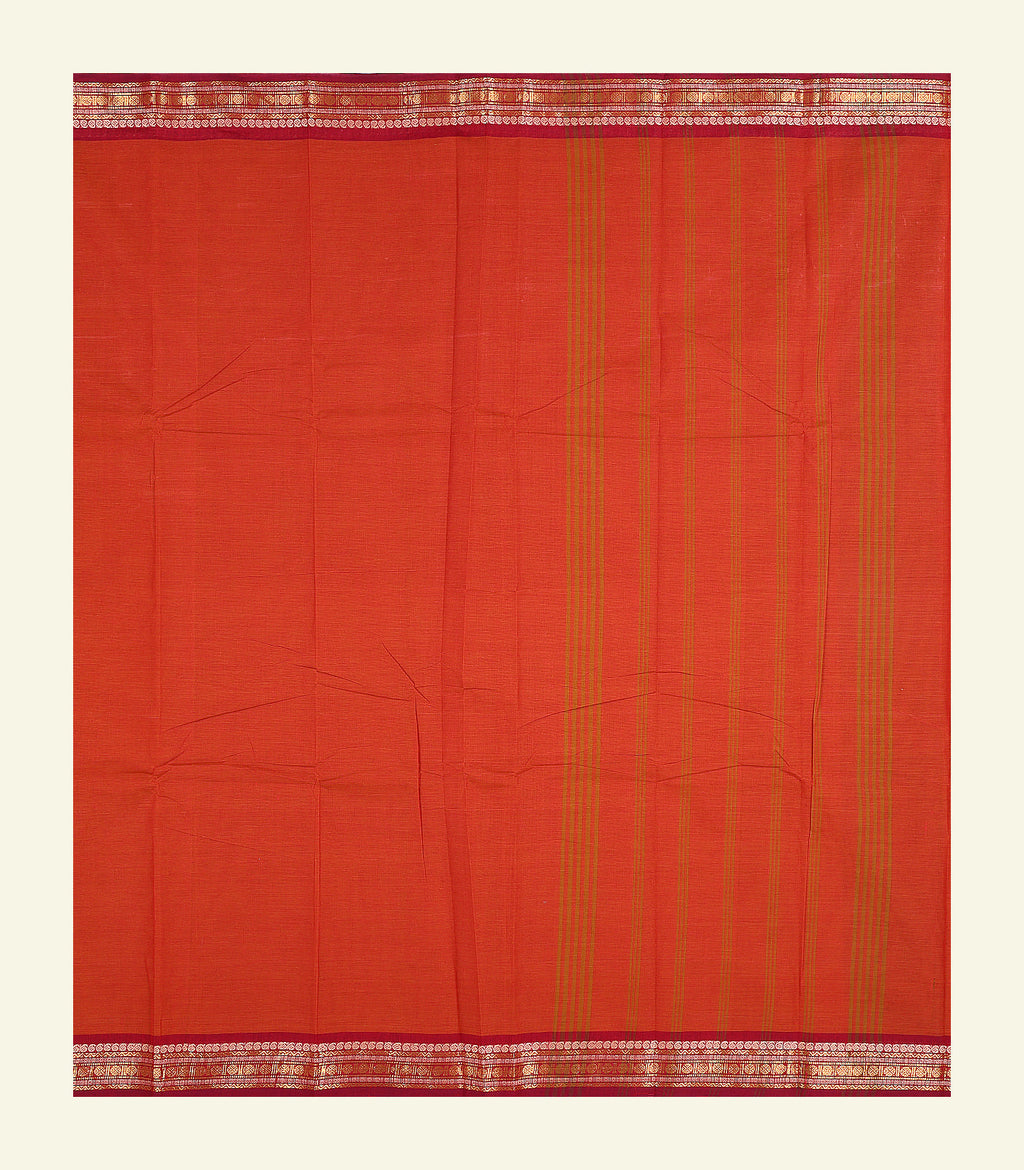 Red Plain Cotton Saree