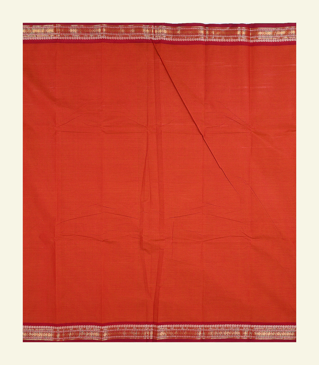 Red Plain Cotton Saree