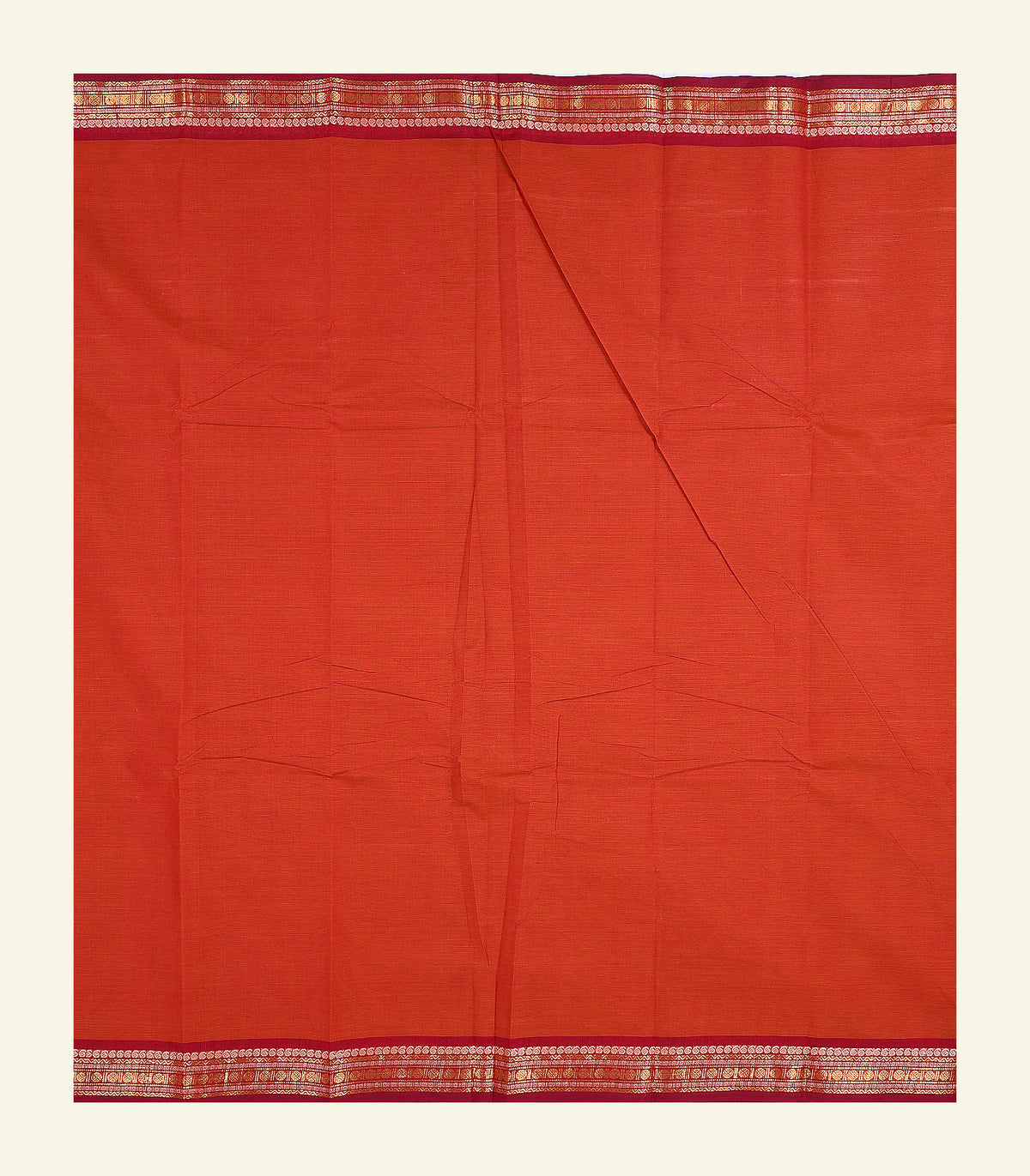 Red Plain Cotton Saree