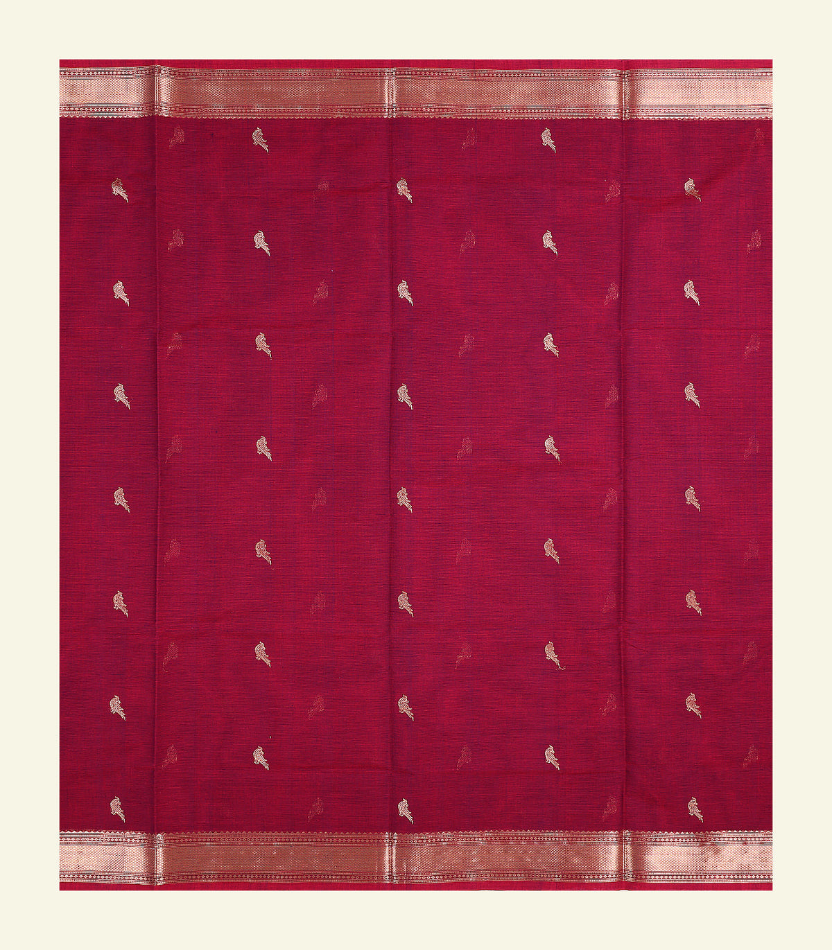 Maroon Kili Butta Handloom Cotton Saree