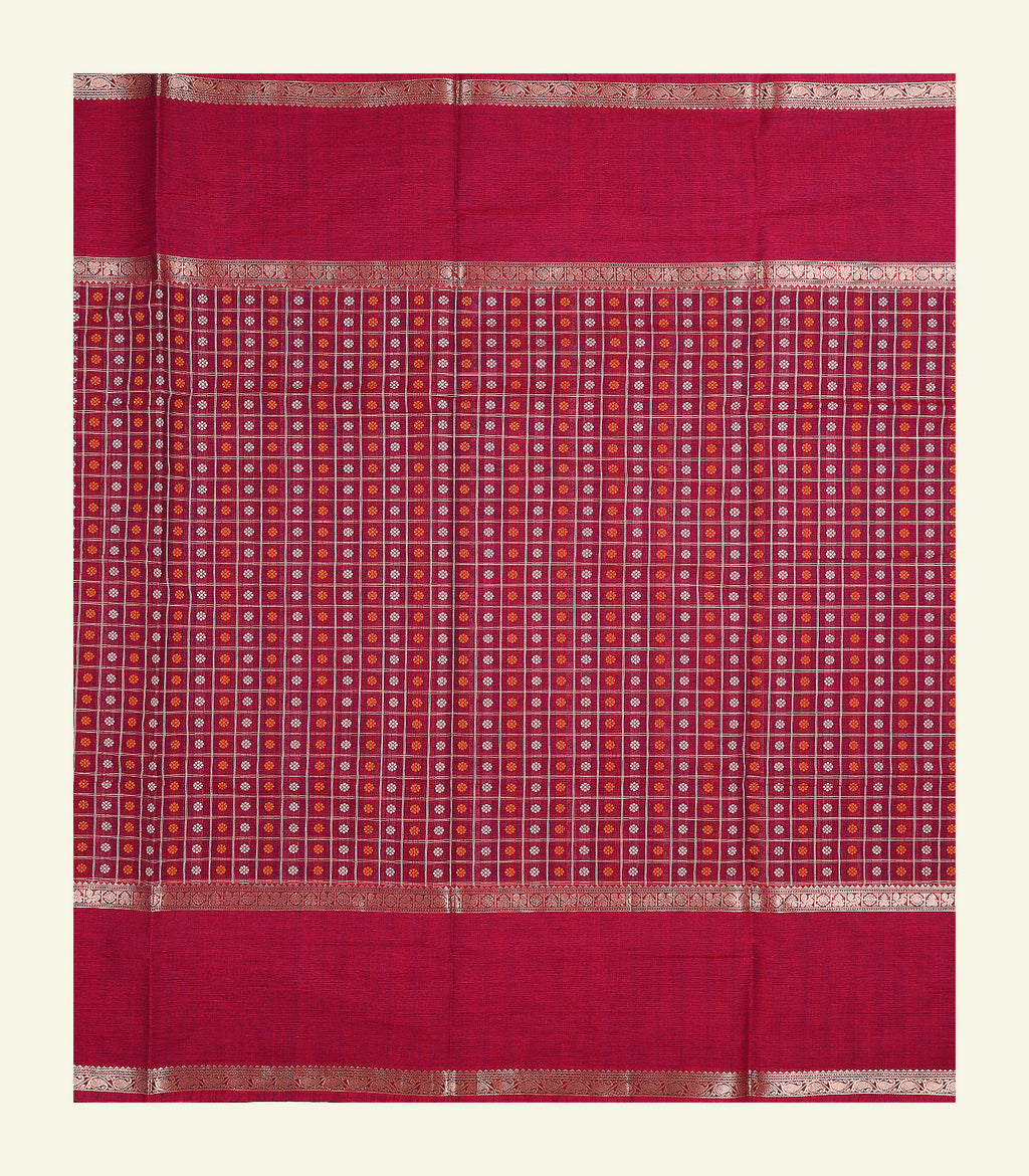 Maroon Handloom Cotton Saree