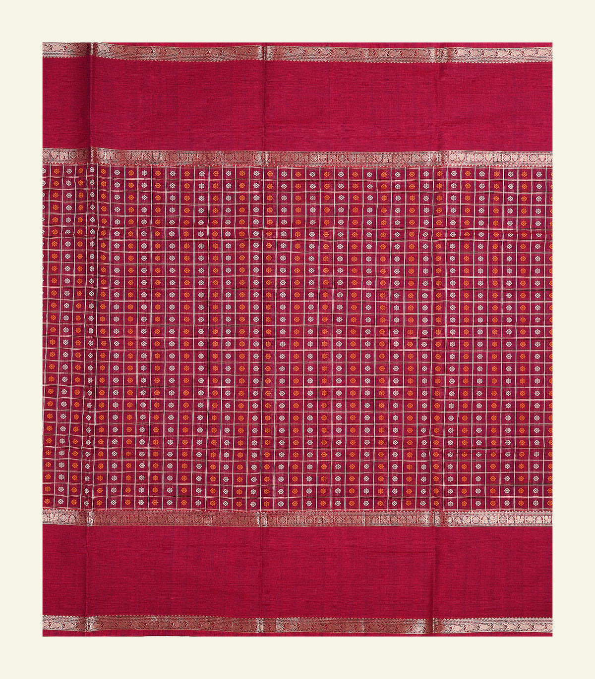 Maroon Handloom Cotton Saree