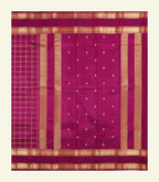 Checkered Magenta Handloom Silk Saree