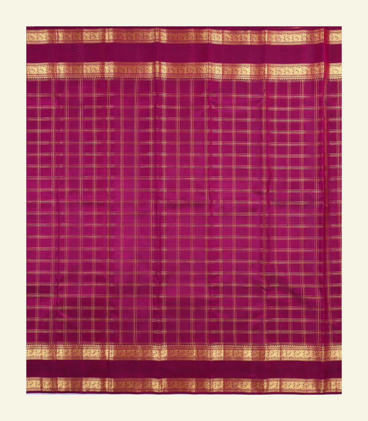 Checkered Magenta Handloom Silk Saree