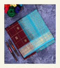 Maroon Checkered Silk Cotton Saree