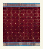 Maroon Checkered Silk Cotton Saree